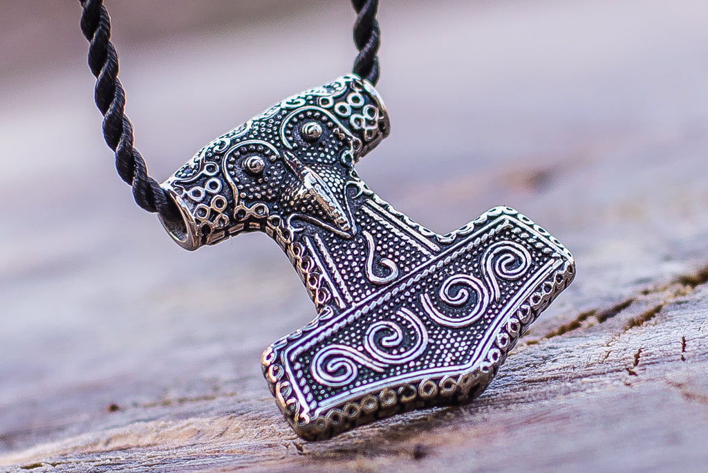Bailed Sterling Silver MJÖLNIR Thor's Hammer Pendant with Ce